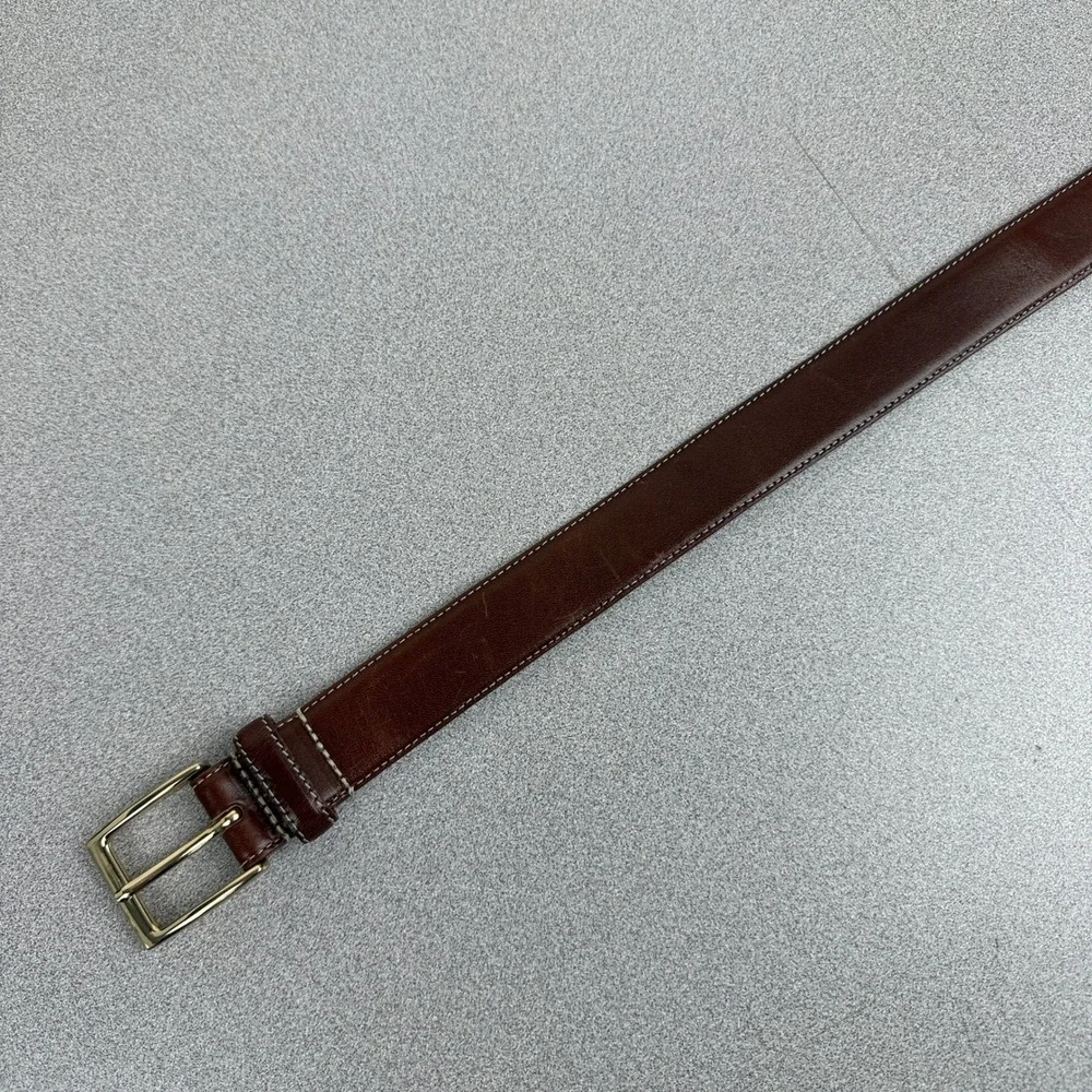 Trafalgar Leather Belt Mens 32 Brown Handmade in Spain Dress Casual Stitched 1